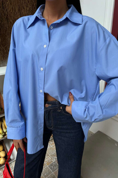 LONG SLEEVES ONE COLOR WOMEN SHIRT LIGHTBLUE/BZ - 4