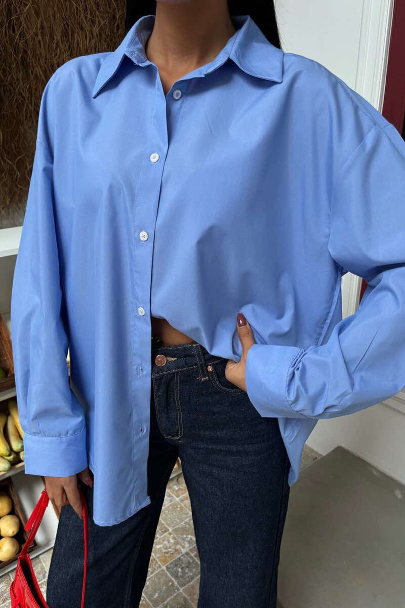 LONG SLEEVES ONE COLOR WOMEN SHIRT LIGHTBLUE/BZ - 4