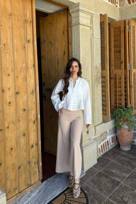 LONG SLEEVES ONE COLOR WOMEN SHIRT WHITE-E BARDHE - 2