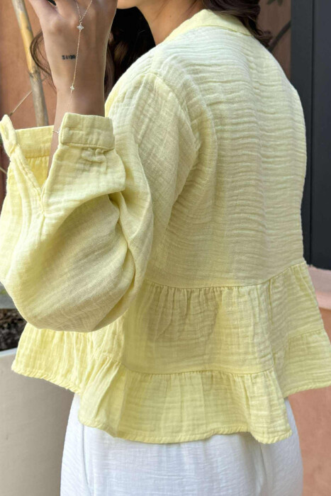 LONG SLEEVES ONE COLOR WOMEN SHIRT YELLOW/E VERDHE - 5