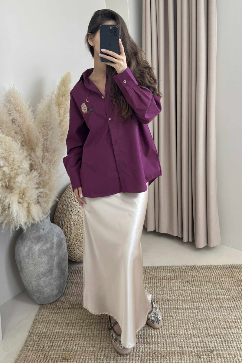 LONG SLEEVES OWL IMAGE WOMEN SHIRT BURGUNDY/VISHNJE - 5