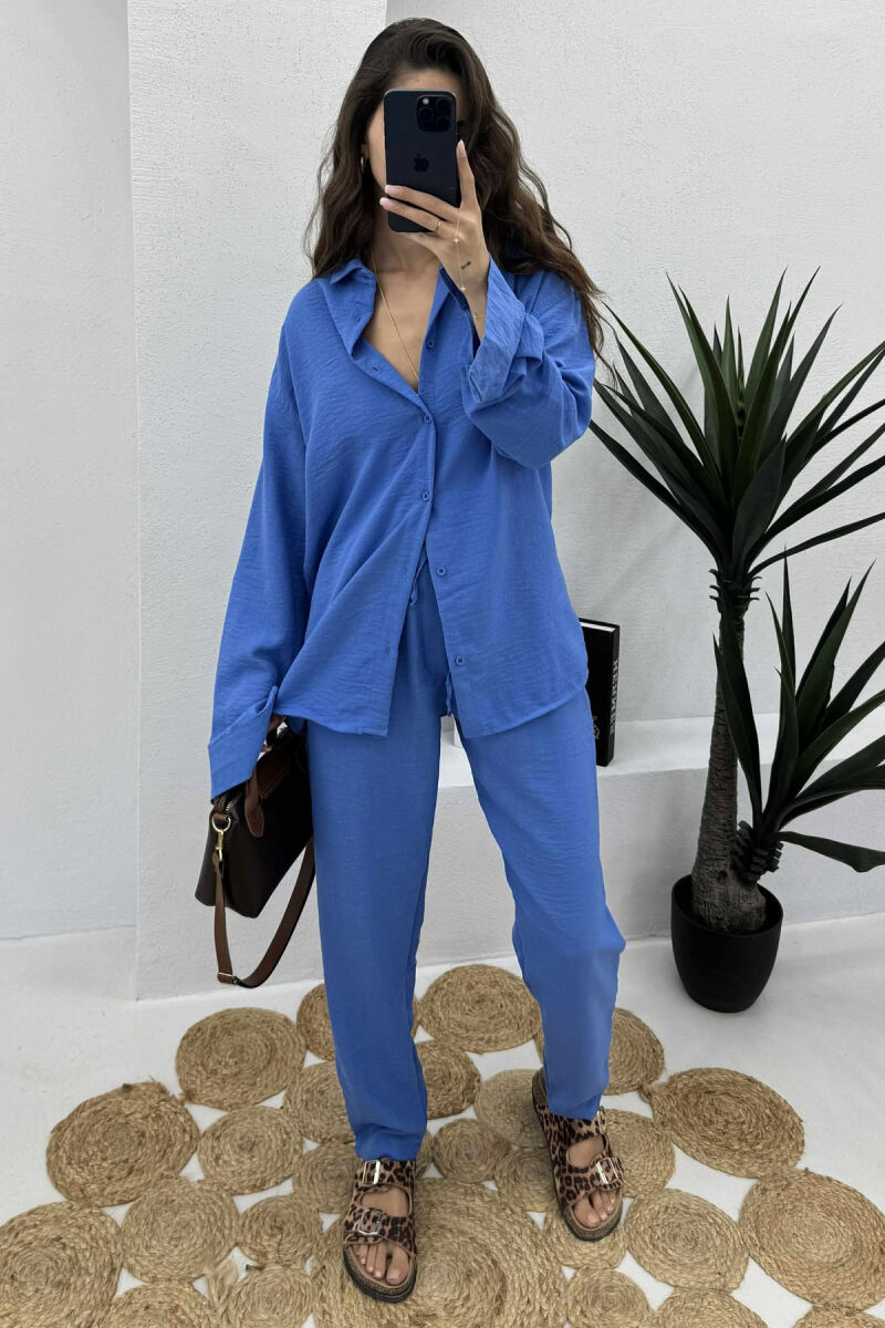 LONG SLEEVES SHIRT+SWEATPANTS WOMEN SET BLUE/BLU - 7