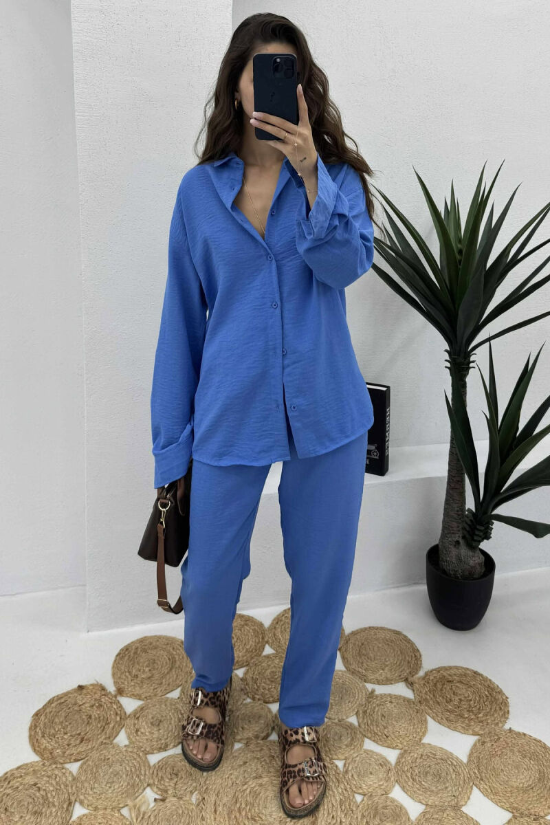 LONG SLEEVES SHIRT+SWEATPANTS WOMEN SET BLUE/BLU - 8