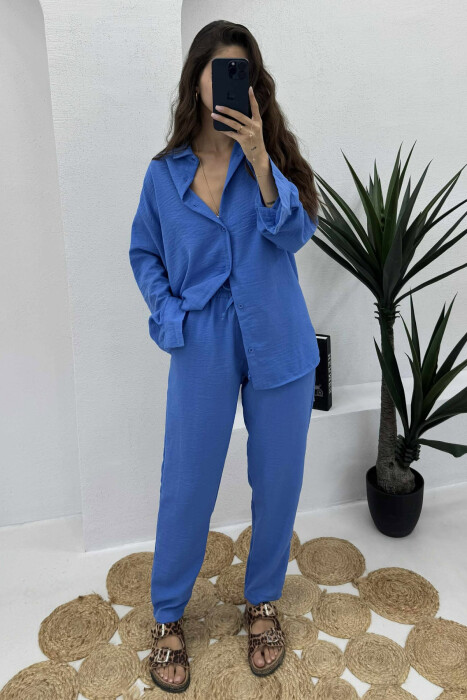 LONG SLEEVES SHIRT+SWEATPANTS WOMEN SET BLUE/BLU - 9