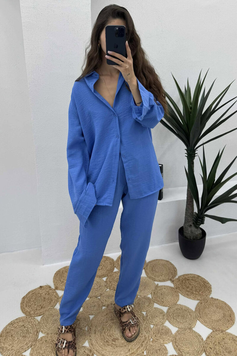 LONG SLEEVES SHIRT+SWEATPANTS WOMEN SET BLUE/BLU - 10