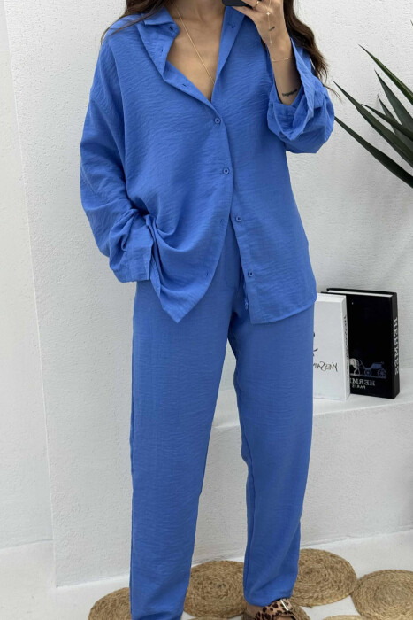 LONG SLEEVES SHIRT+SWEATPANTS WOMEN SET BLUE/BLU - 11