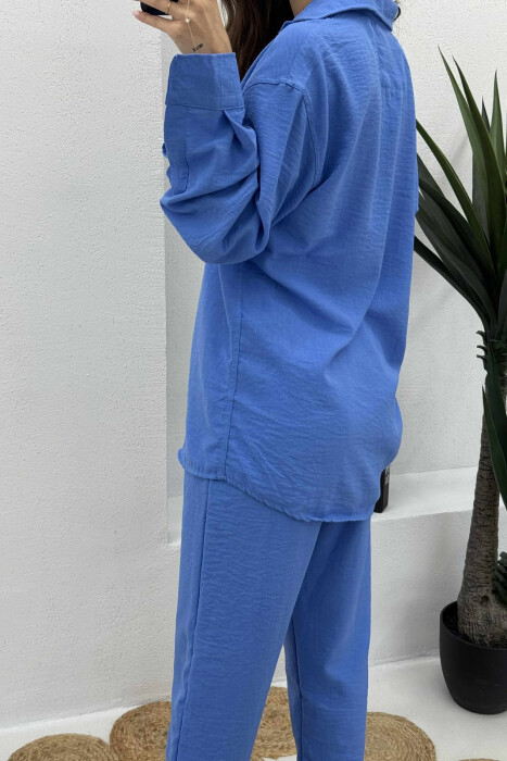 LONG SLEEVES SHIRT+SWEATPANTS WOMEN SET BLUE/BLU - 12