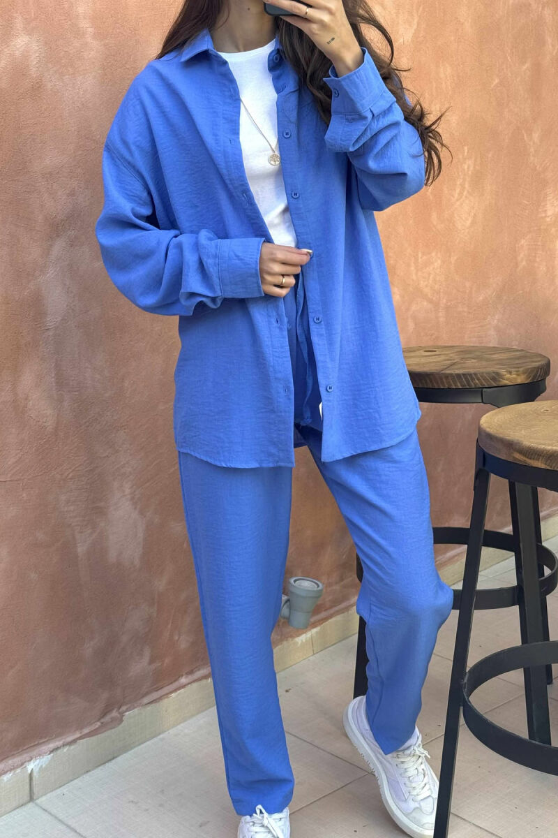 LONG SLEEVES SHIRT+SWEATPANTS WOMEN SET BLUE/BLU - 2