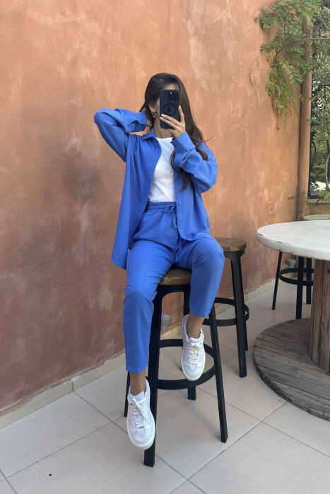 LONG SLEEVES SHIRT+SWEATPANTS WOMEN SET BLUE/BLU - 4