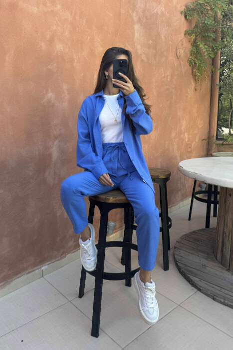 LONG SLEEVES SHIRT+SWEATPANTS WOMEN SET BLUE/BLU - 5