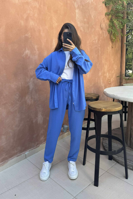 LONG SLEEVES SHIRT+SWEATPANTS WOMEN SET BLUE/BLU - 6