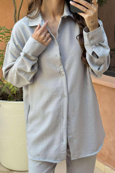 LONG SLEEVES SHIRT+SWEATPANTS WOMEN SET LIGHT GREY/GZ - 2