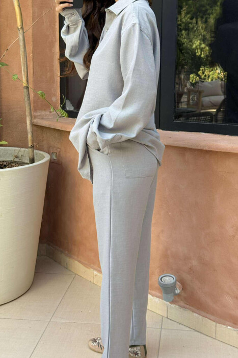 LONG SLEEVES SHIRT+SWEATPANTS WOMEN SET LIGHT GREY/GZ - 3