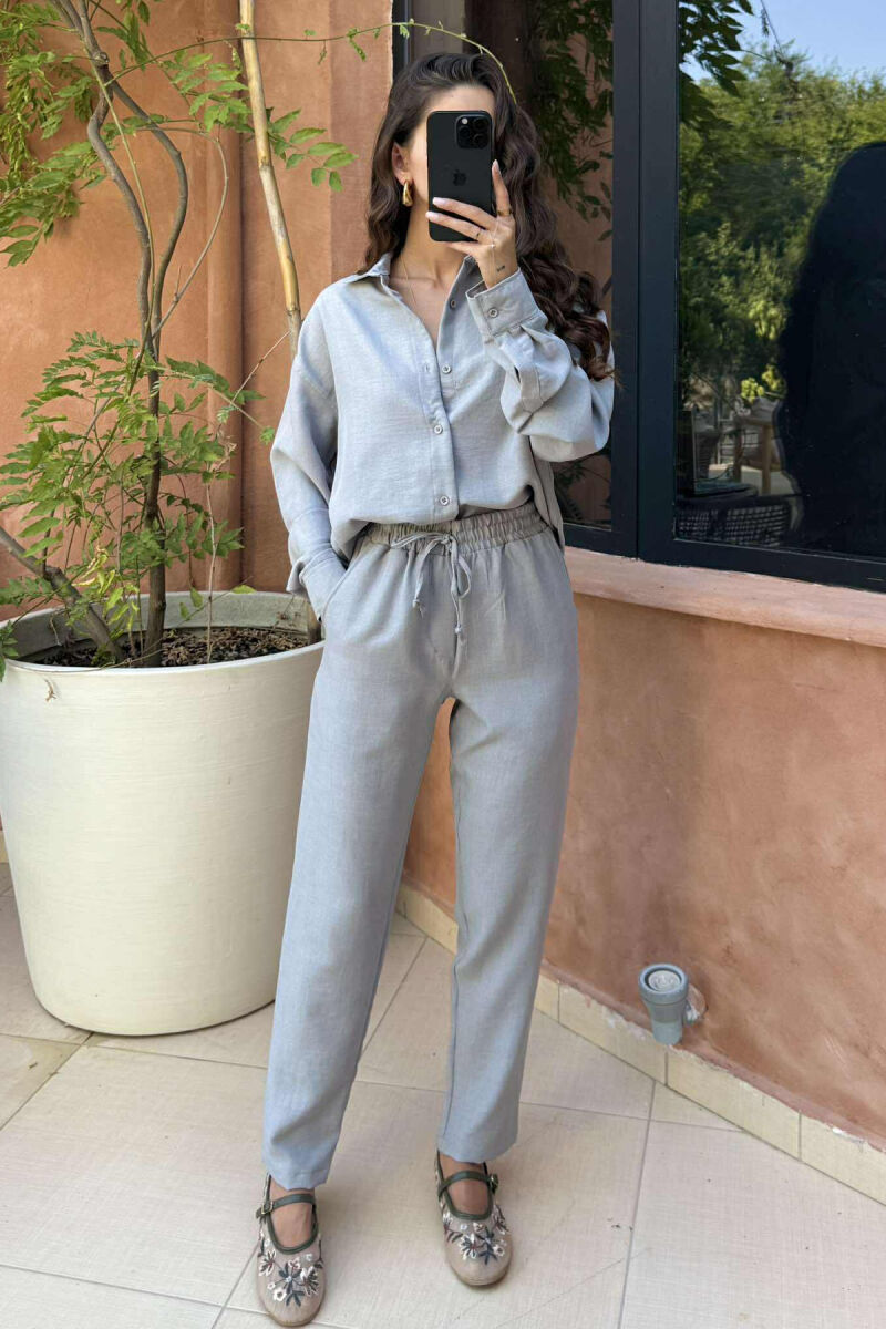 LONG SLEEVES SHIRT+SWEATPANTS WOMEN SET LIGHT GREY/GZ - 4