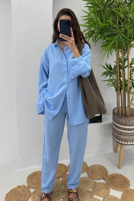 LONG SLEEVES SHIRT+SWEATPANTS WOMEN SET LIGHTBLUE/BZ 