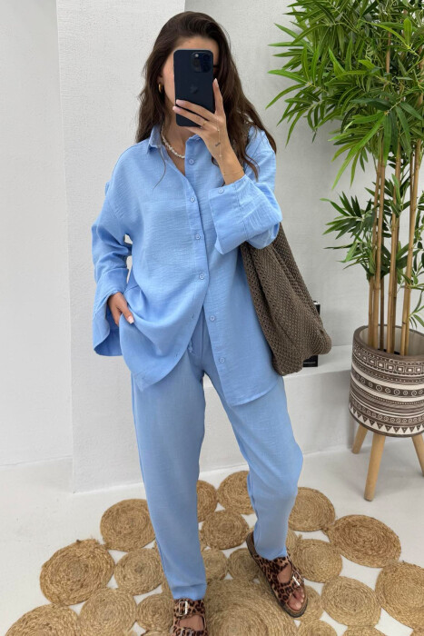 LONG SLEEVES SHIRT+SWEATPANTS WOMEN SET LIGHTBLUE/BZ - 2