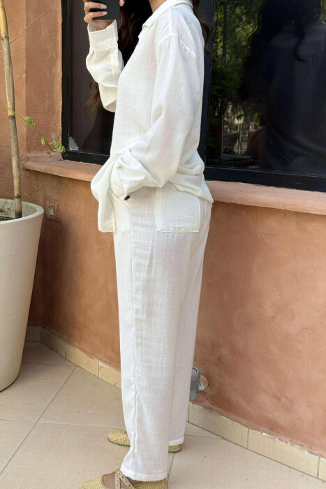 LONG SLEEVES SHIRT+SWEATPANTS WOMEN SET WHITE-E BARDHE - 3