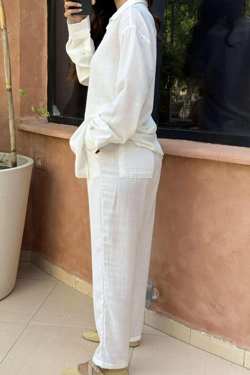 LONG SLEEVES SHIRT+SWEATPANTS WOMEN SET WHITE-E BARDHE - 3