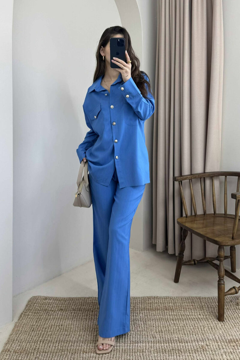 LONG SLEEVES SHIRT+TROUSERS LACING WOMEN SET BLUE/BLU - 4