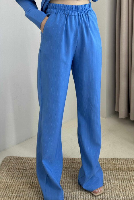 LONG SLEEVES SHIRT+TROUSERS LACING WOMEN SET BLUE/BLU - 5