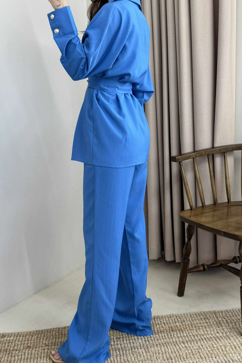 LONG SLEEVES SHIRT+TROUSERS LACING WOMEN SET BLUE/BLU - 7