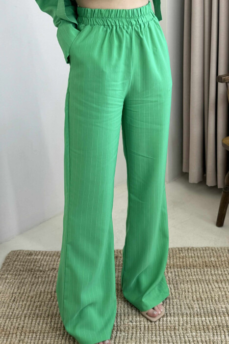 LONG SLEEVES SHIRT+TROUSERS LACING WOMEN SET GREEN/JESHILE - 7