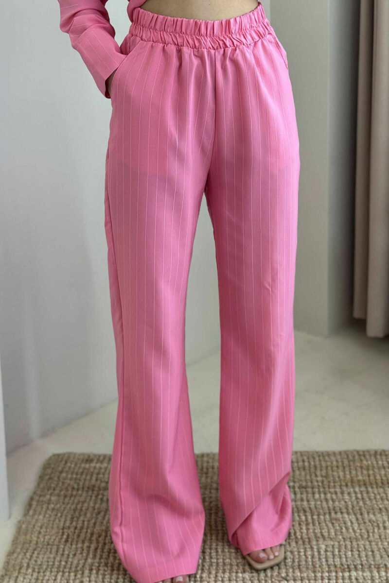 LONG SLEEVES SHIRT+TROUSERS LACING WOMEN SET PINK/ROZE - 5