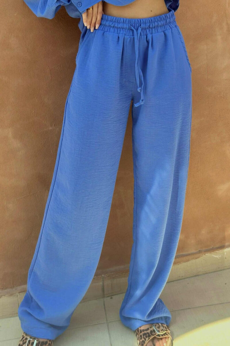 LONG SLEEVES SHIRT+TROUSERS ONE COLOR WOMEN SET BLUE/BLU - 4
