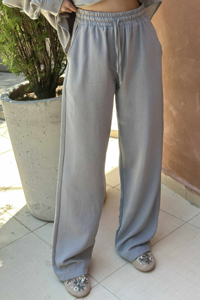 LONG SLEEVES SHIRT+TROUSERS ONE COLOR WOMEN SET GREY/GRI - 4
