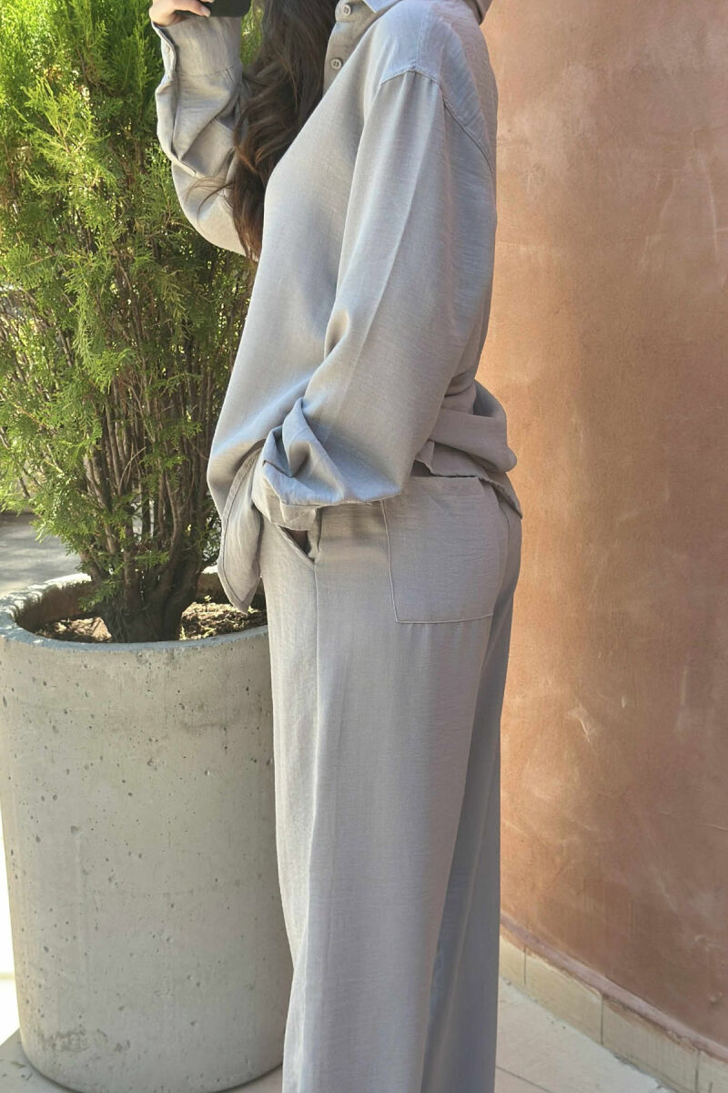 LONG SLEEVES SHIRT+TROUSERS ONE COLOR WOMEN SET GREY/GRI - 5