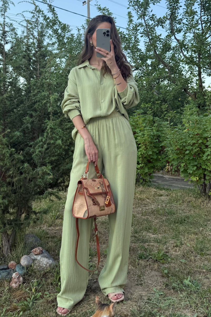 LONG SLEEVES SHIRT+TROUSERS SIMPLE WOMEN SET MINT/MENTE - 2