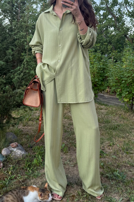 LONG SLEEVES SHIRT+TROUSERS SIMPLE WOMEN SET MINT/MENTE - 4