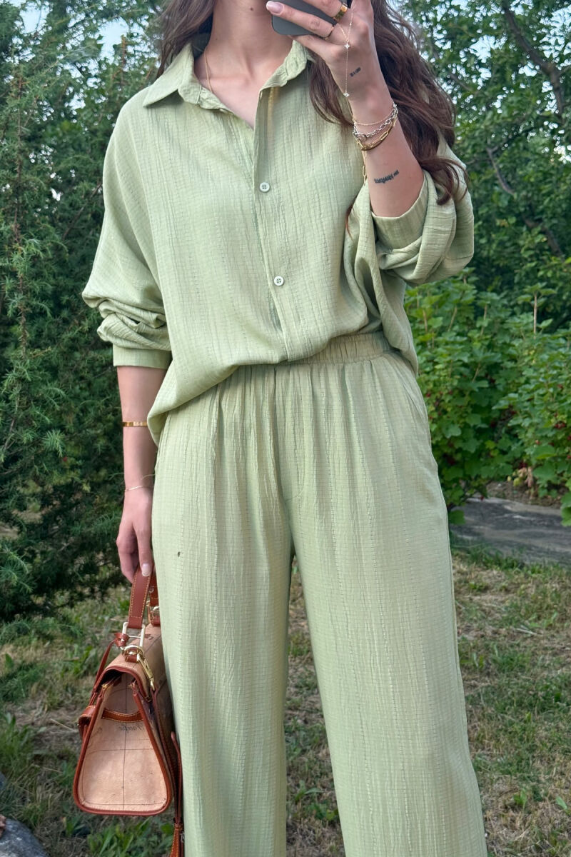 LONG SLEEVES SHIRT+TROUSERS SIMPLE WOMEN SET MINT/MENTE - 5