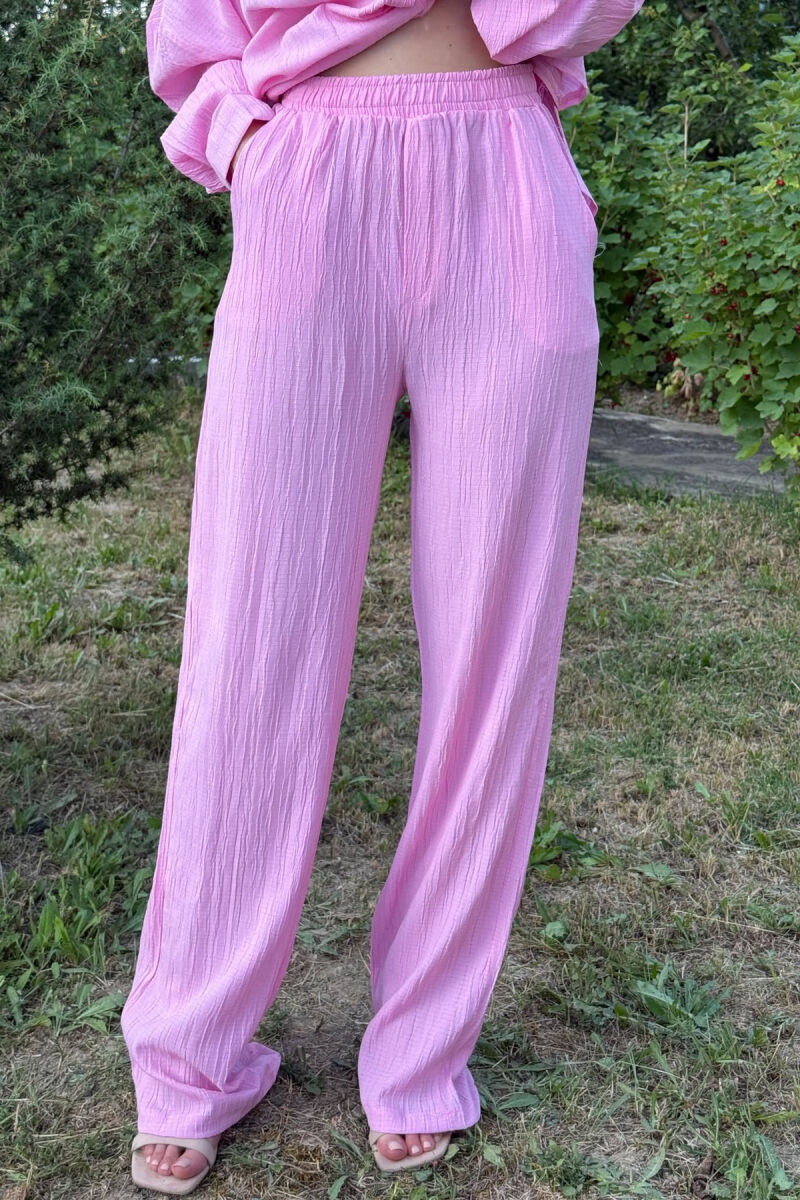 LONG SLEEVES SHIRT+TROUSERS SIMPLE WOMEN SET PINK/ROZE - 5
