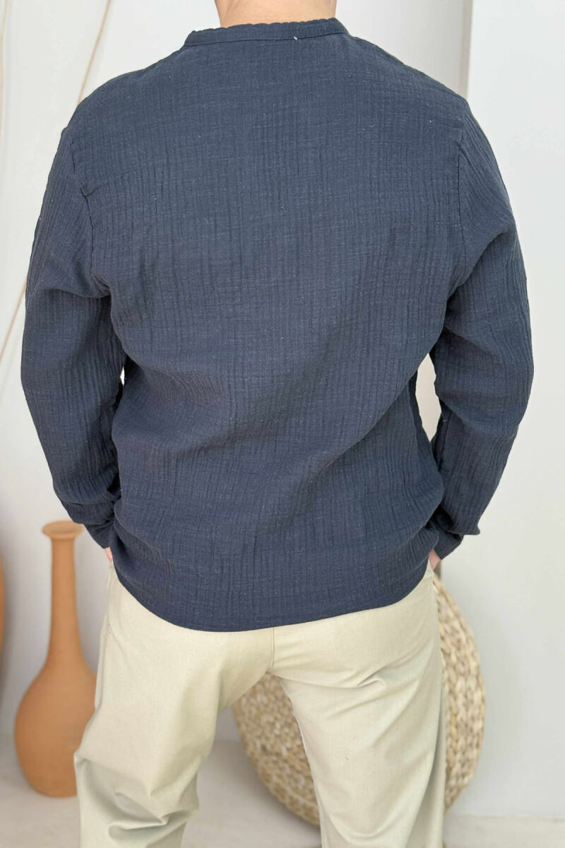 LONG SLEEVES SINGLE POCKET DETAIL MEN SHIRT BLACK/ E ZEZE - 3