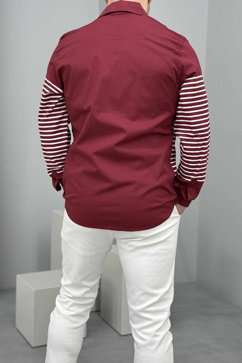 LONG SLEEVES STRIPED MEN SHIRT BURGUNDY/VISHNJE - 3
