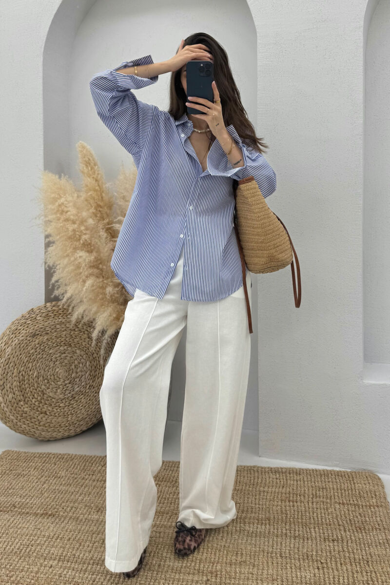 LONG SLEEVES STRIPED WOMEN SHIRT LIGHTBLUE/BZ - 4