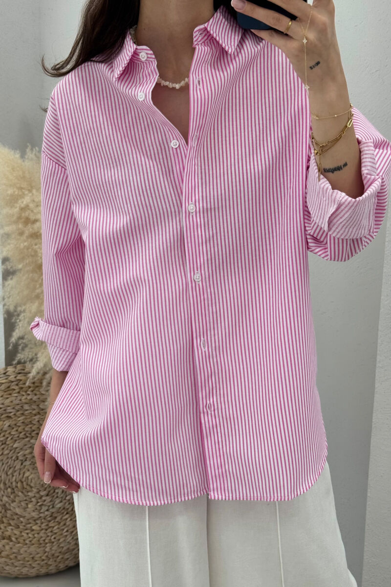 LONG SLEEVES STRIPED WOMEN SHIRT PINK/ROZE - 3