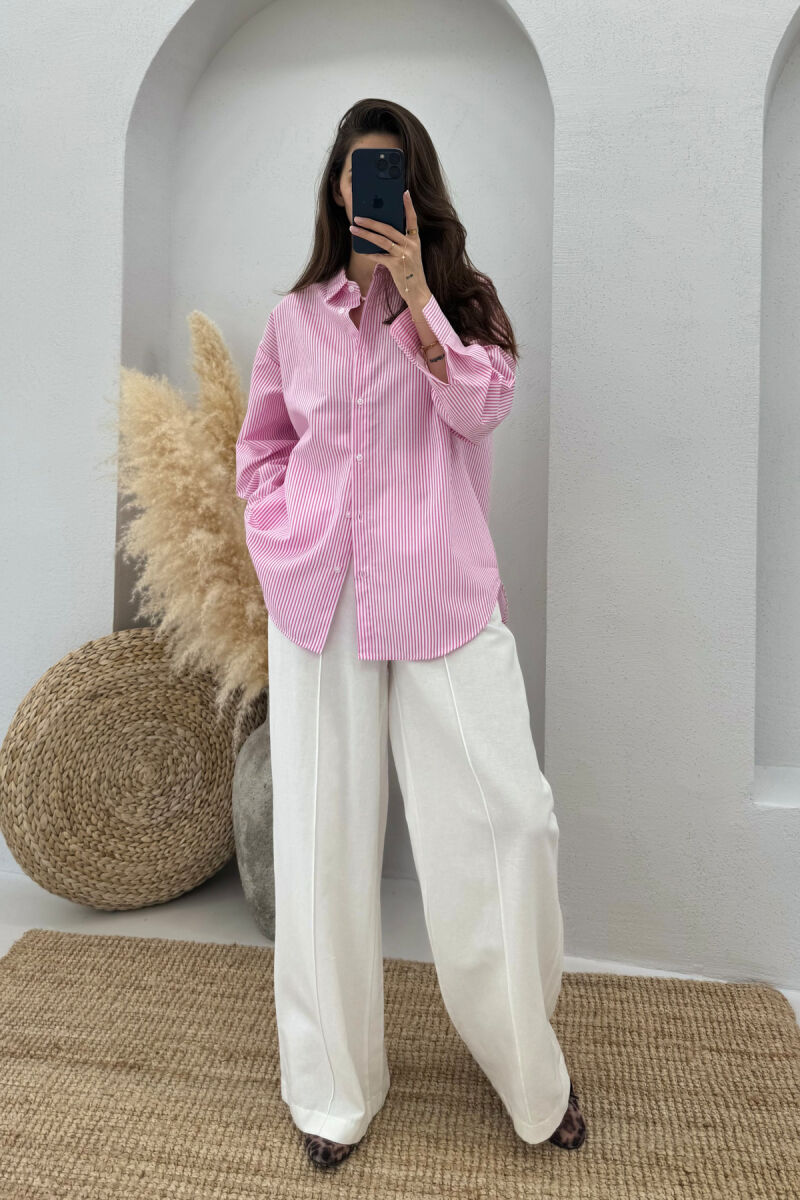 LONG SLEEVES STRIPED WOMEN SHIRT PINK/ROZE - 4