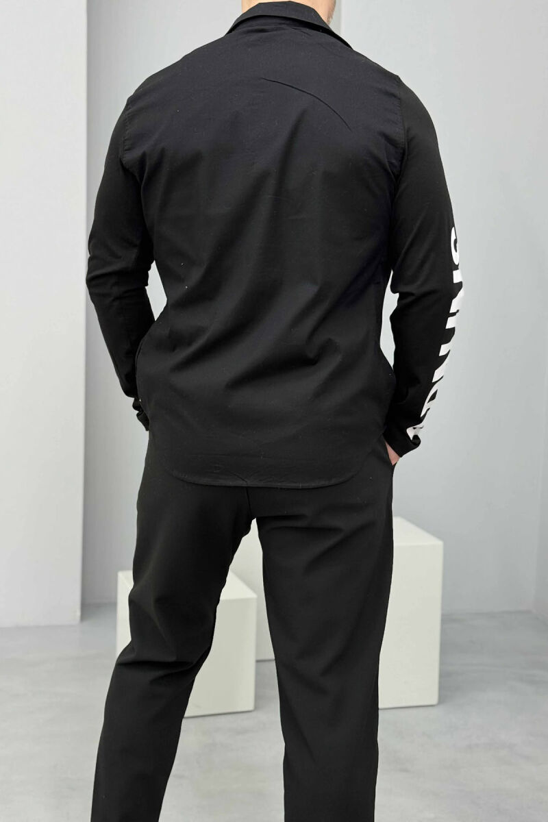 LONG SLEEVES WRITTINGS SINGLE POCKET MEN SHIRT BLACK/ E ZEZE - 4