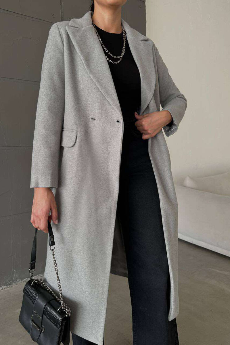 LONG TWO BUTTONS ONE COLOR WOMAN COAT GREY/GRI - 2