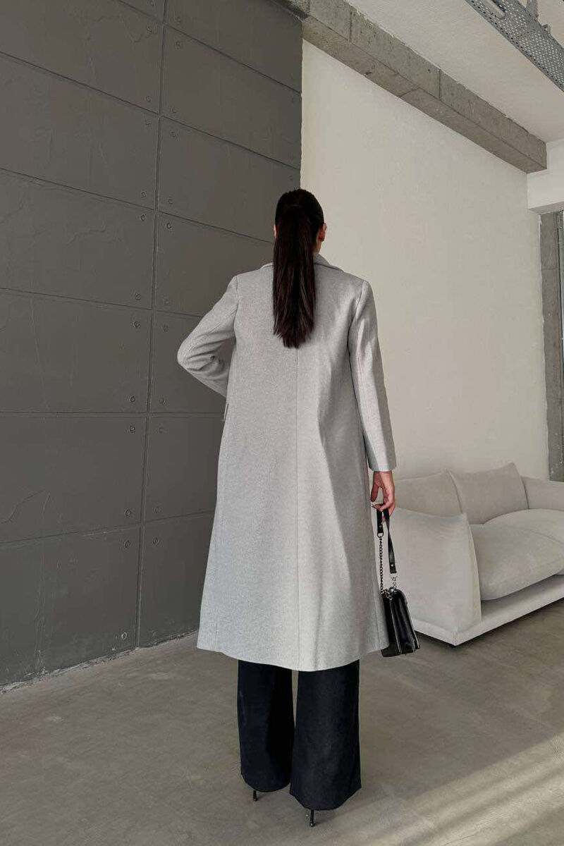 LONG TWO BUTTONS ONE COLOR WOMAN COAT GREY/GRI - 4