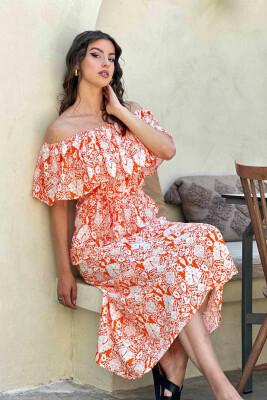 LONG TWO COLORS DRESS ORANGE/PORTOKALLI 