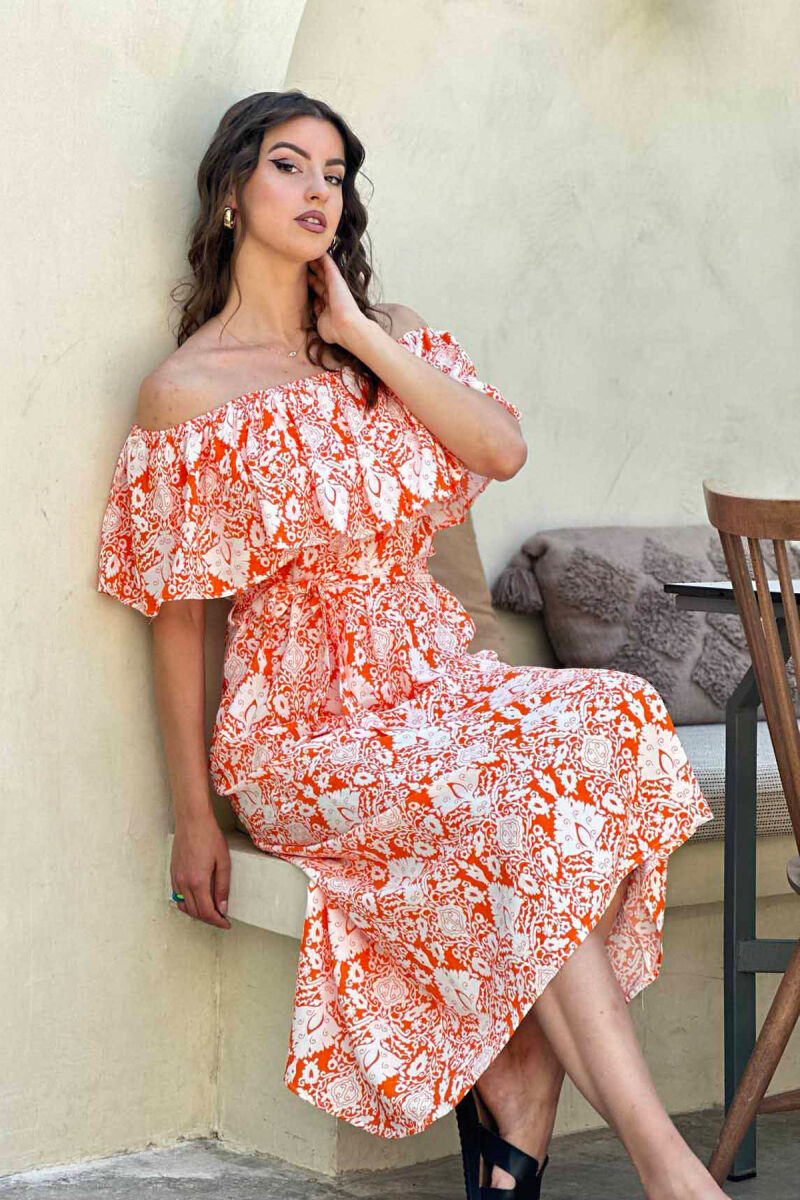 LONG TWO COLORS DRESS ORANGE/PORTOKALLI - 1