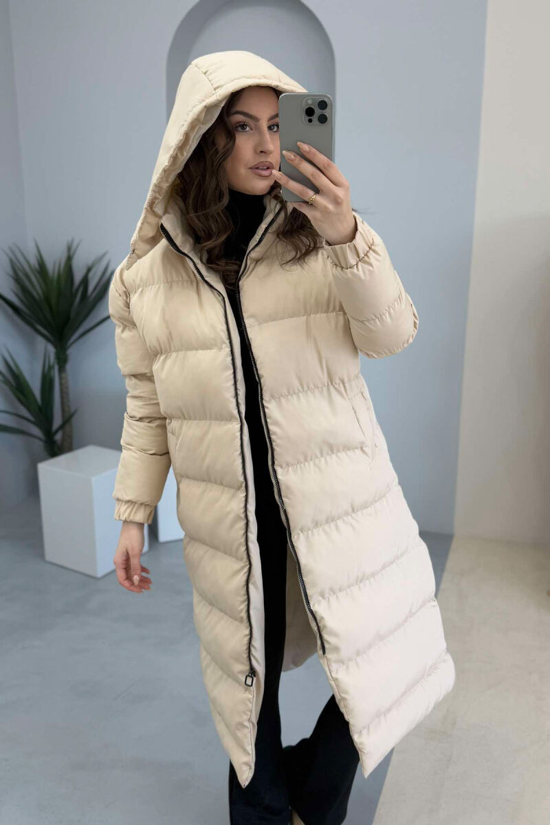 LONG WOMEN PUFFER JACKET BEIGE/BEZHE - 3