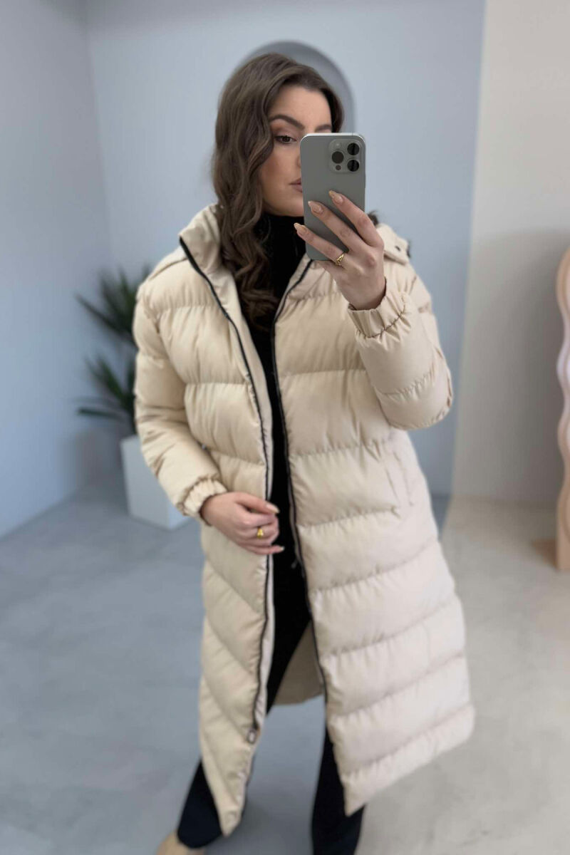 LONG WOMEN PUFFER JACKET BEIGE/BEZHE - 5