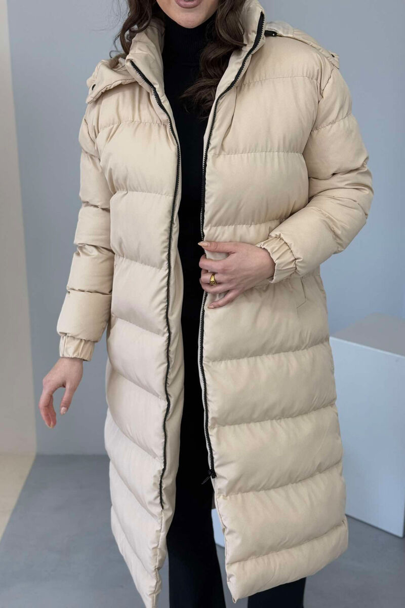 LONG WOMEN PUFFER JACKET BEIGE/BEZHE - 6