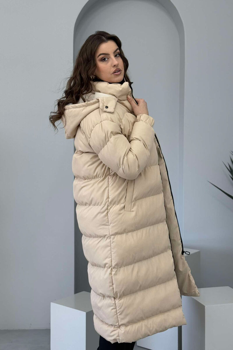 LONG WOMEN PUFFER JACKET BEIGE/BEZHE - 7