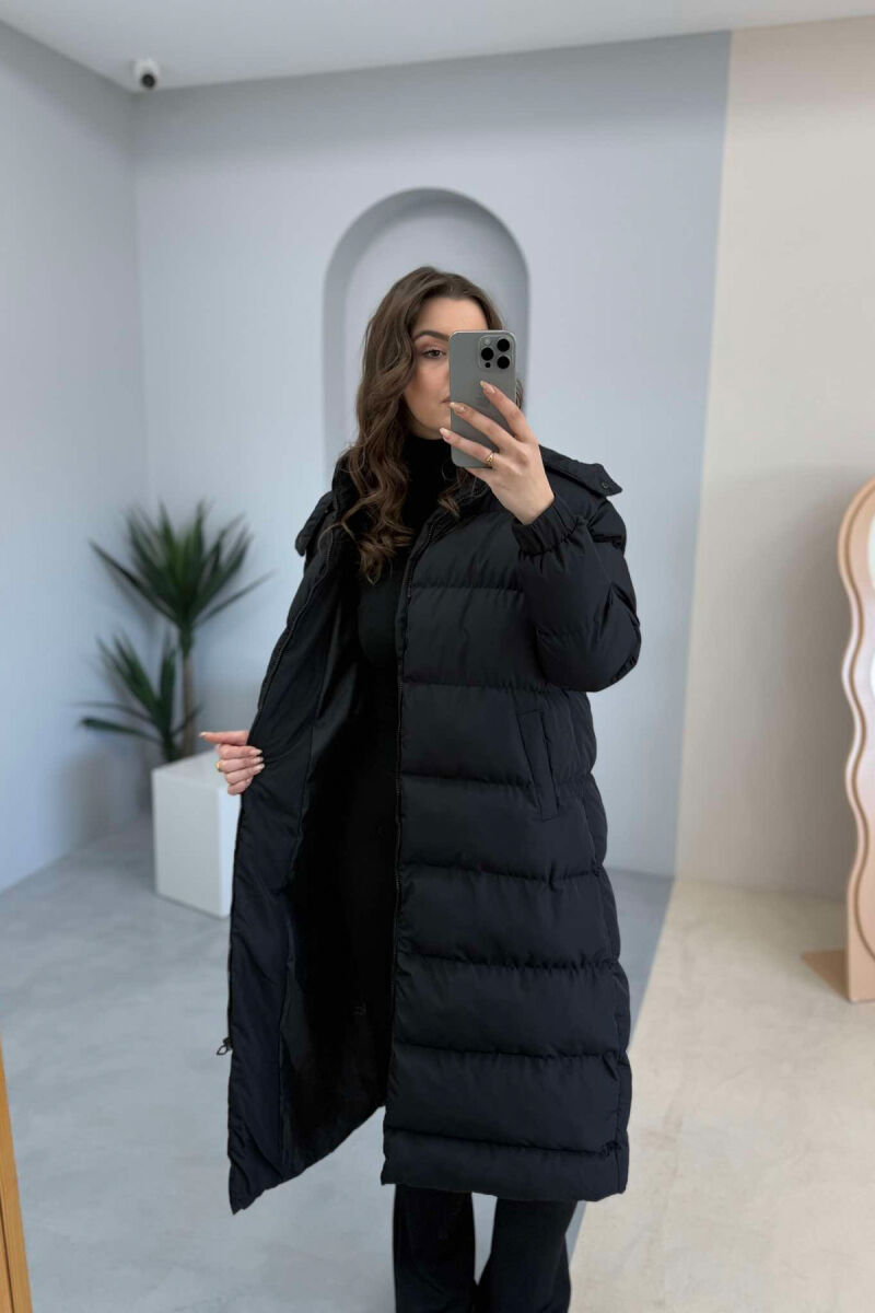 LONG WOMEN PUFFER JACKET BLACK/ E ZEZE - 2