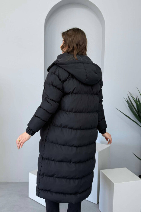 LONG WOMEN PUFFER JACKET BLACK/ E ZEZE - 4